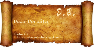 Duda Borbála névjegykártya
